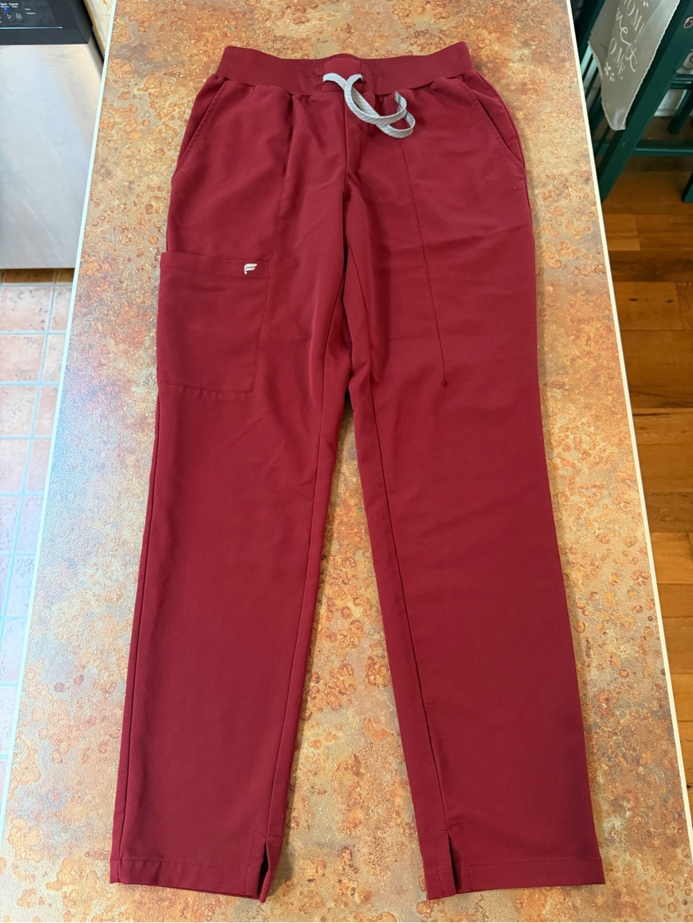 Fabletics Burgundy Drawstring Jogger Scrub Pants